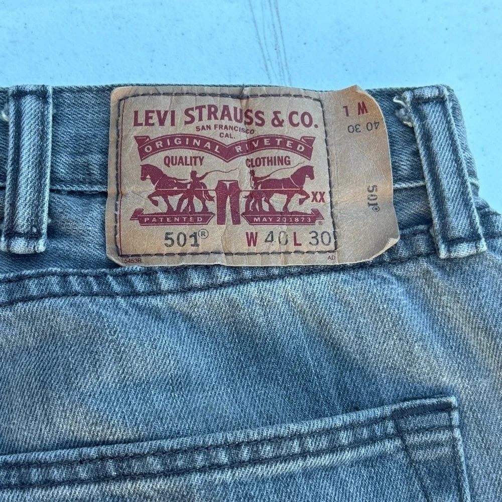 Levi’s 501 Men’s Button Fly Jeans GRAY Denim Straight Leg 40 X 30